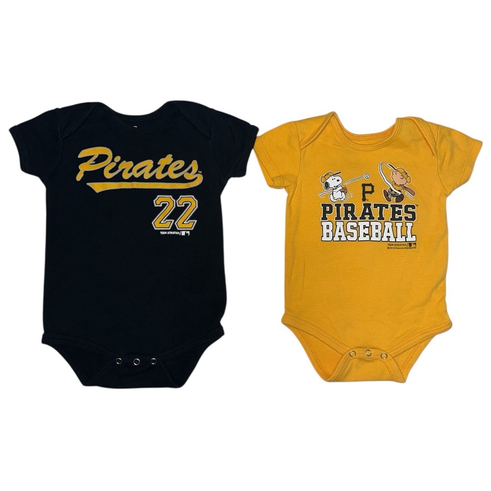 Team Athletics Pittsburgh Pirates Unisex Baby 12 Months Bodysuit Onesies Bundle